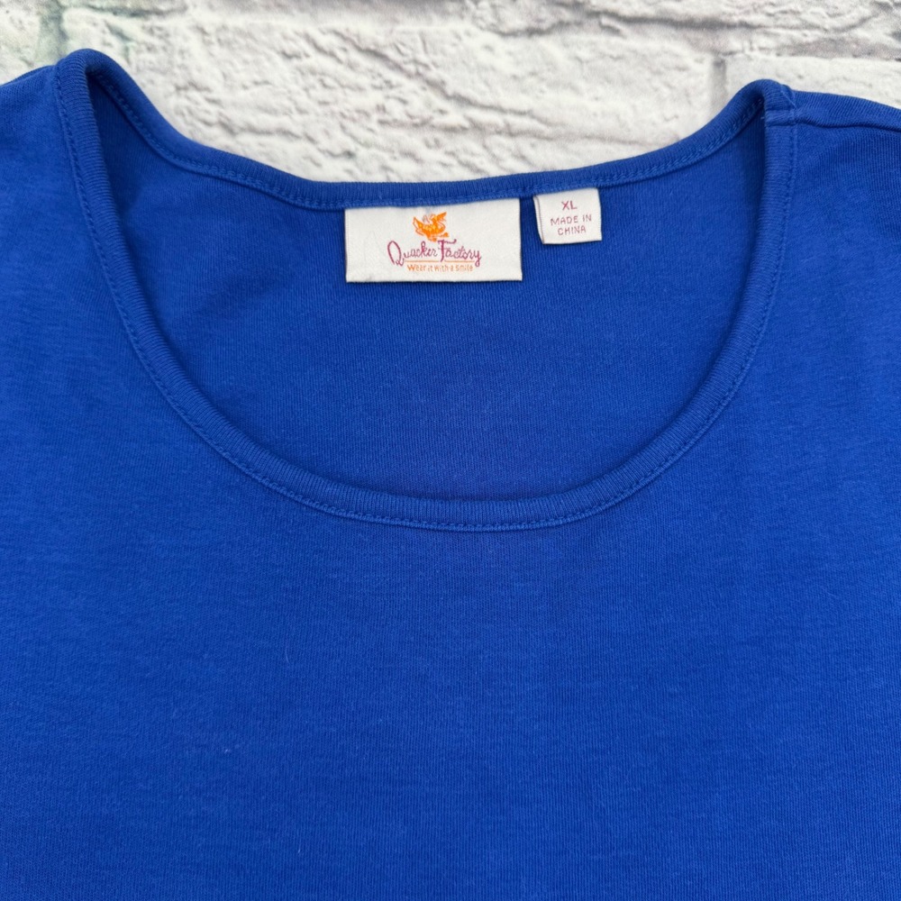 Quacker Factory Women's XL Halloween Sequin Pumpkin Blue Long Sleeve Shirt - Picture 4 of 7